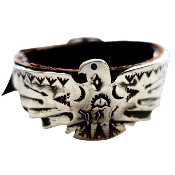 Pewter & Leather Thunderbird Cuff