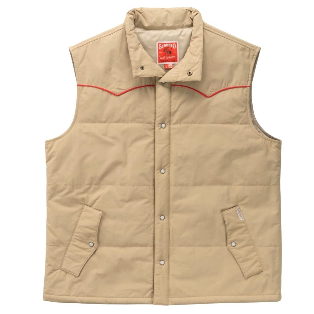 Mens Western Tan Brown Puffer Vest