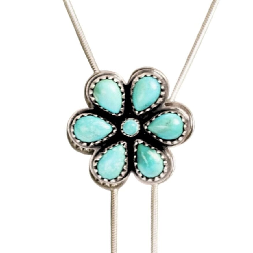 Turquoise Flower Snake Bolo Necklace