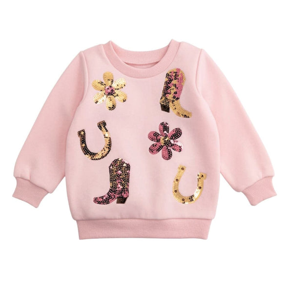 Western Sequin Kids Sweatshirt