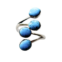 Blue Turquoise Wrap Ring Size 7.5 Made from sterling silver on white background