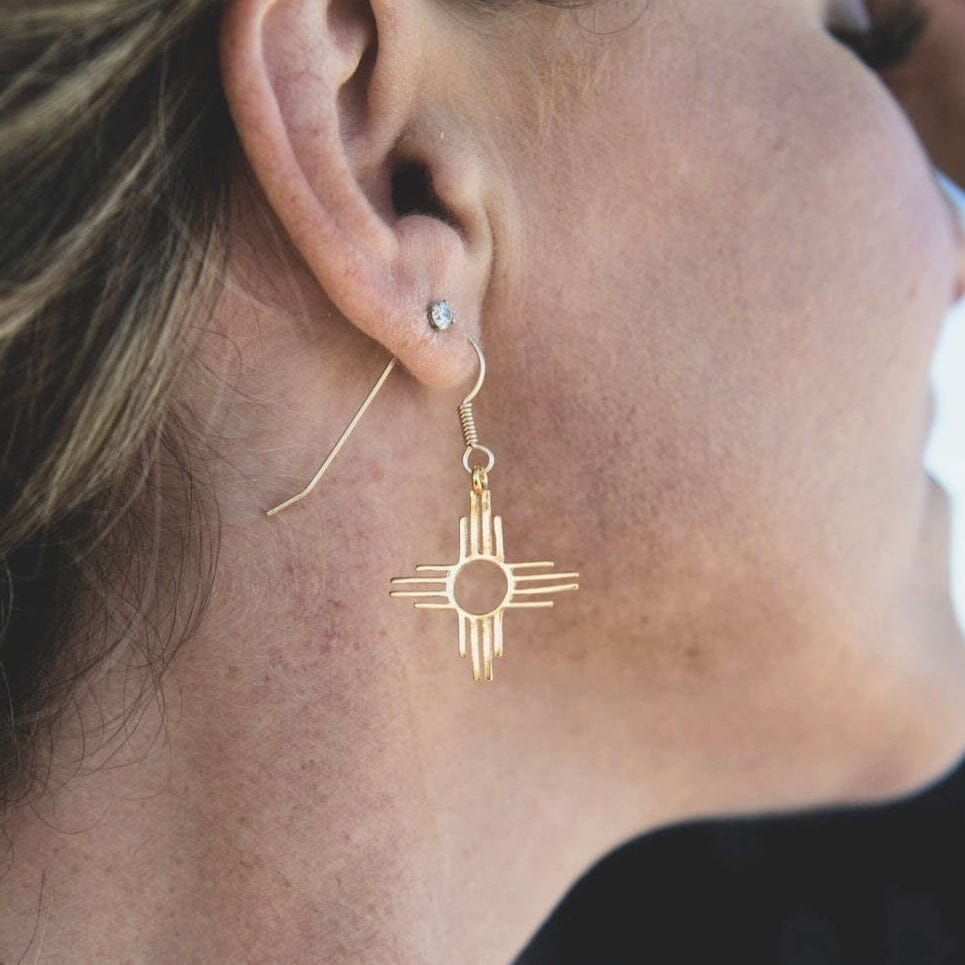 Gold Zia Dangle Earrings