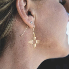 Gold Zia Dangle Earrings