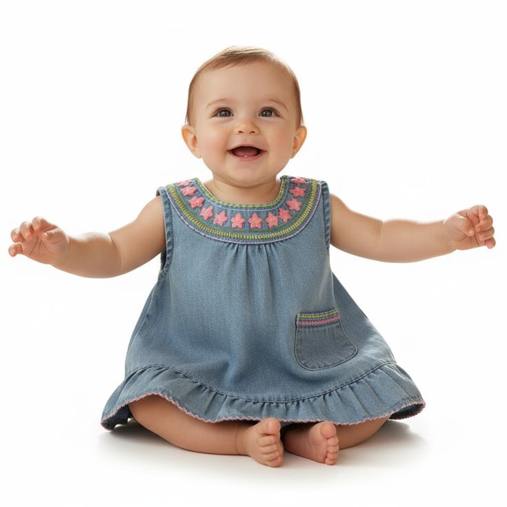 Embroidered Denim Pinafore
