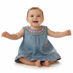 Embroidered Denim Pinafore