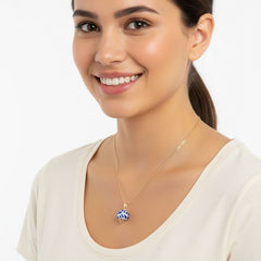 Blue & White Talavera Necklace on Gold Chain
