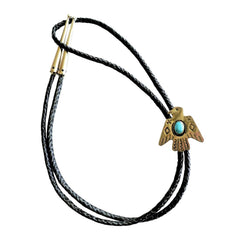 1960's Thunderbird Bolo Tie Necklaces Black Diamond Vintage 