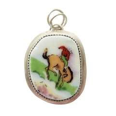 Vintage Bucking Bronco Pottery Shard Pendant