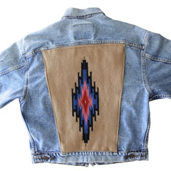 Chimayó Weaving Tan on Vintage Jean Jacket