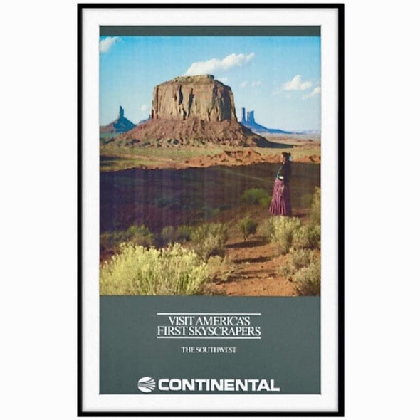 Continental Airlines Framed Southwest Skyscrapers Poster Original