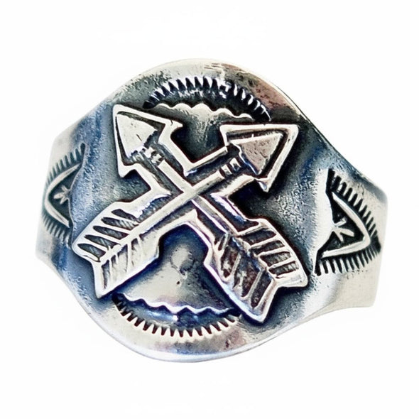Crossed Arrows Cigar Band Ring