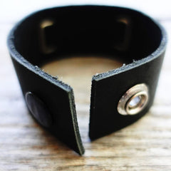 Thunderbird Leather Cuff by Monty Claw Silversmith