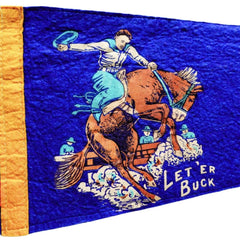 Vintage Let'Er Buck Pennant Framed