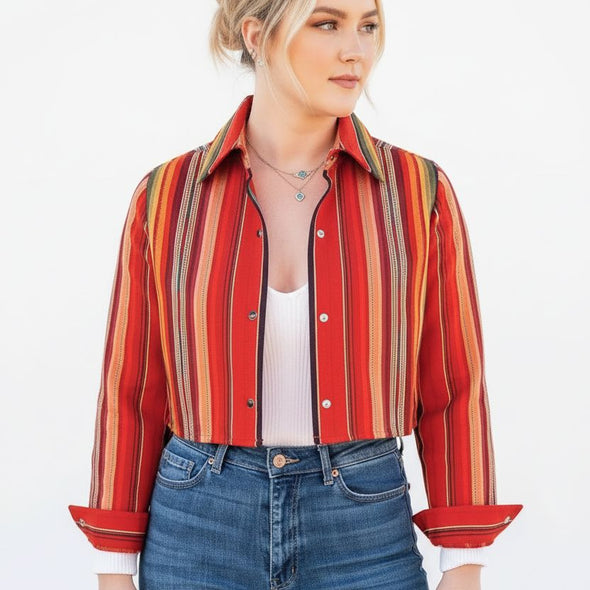 Cropped Red Serape Jacket