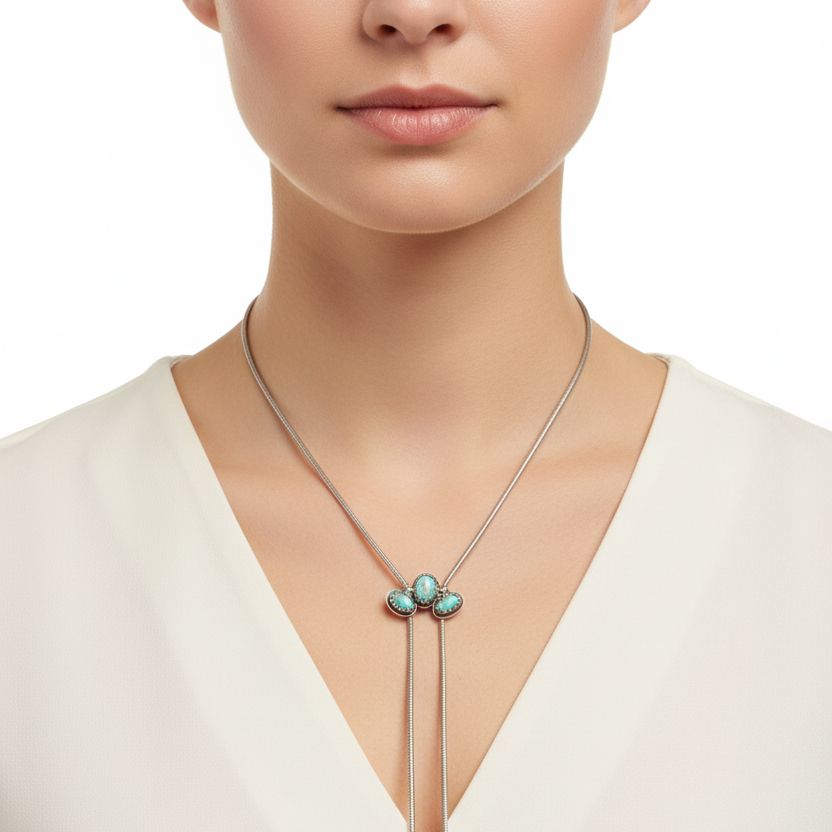 Turquoise Arch Snake Bolo Necklace
