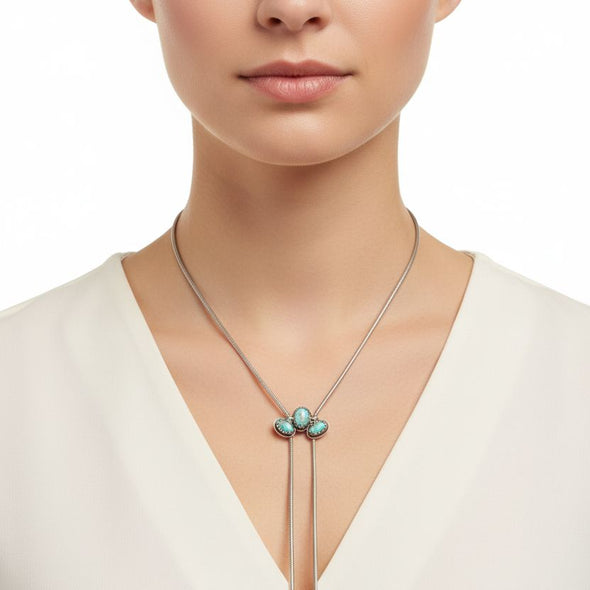 Turquoise Arch Snake Bolo Necklace