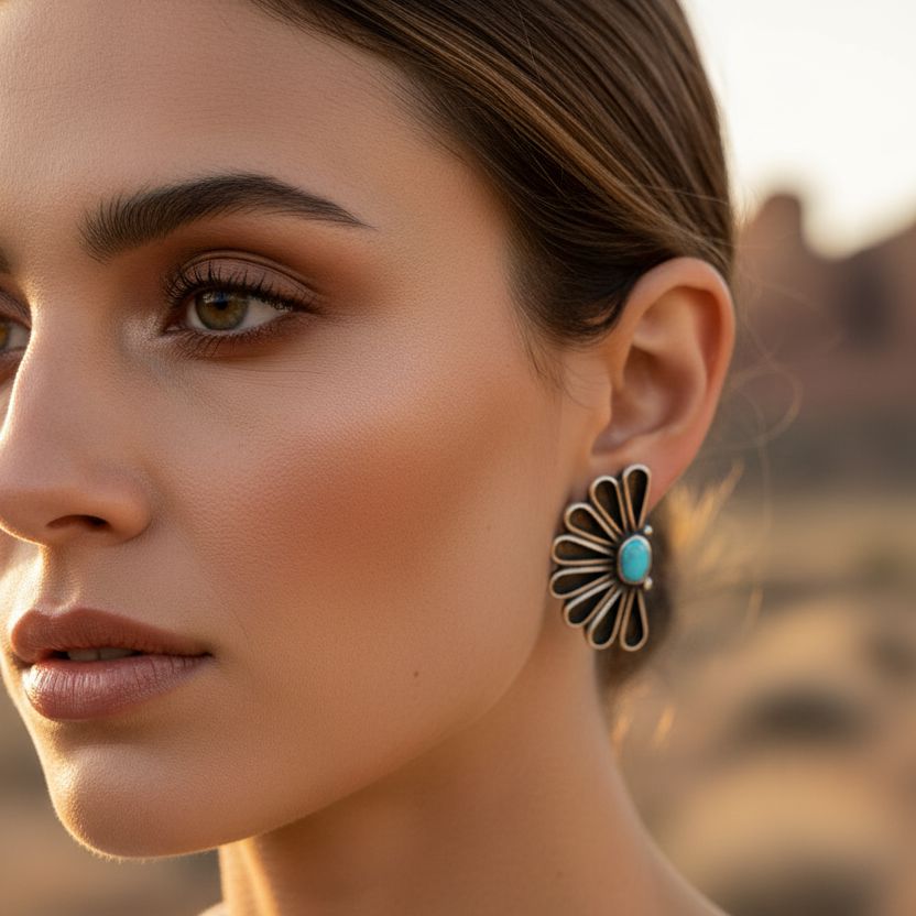 Turquoise Flower Earrings by Geraldine James