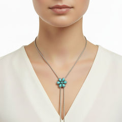 Turquoise Flower Snake Bolo Necklace