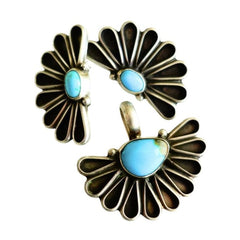 Turquoise Flower Pendant & Earrings  by Geraldine James