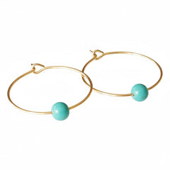 Gold & Turquoise Hoop Earrings