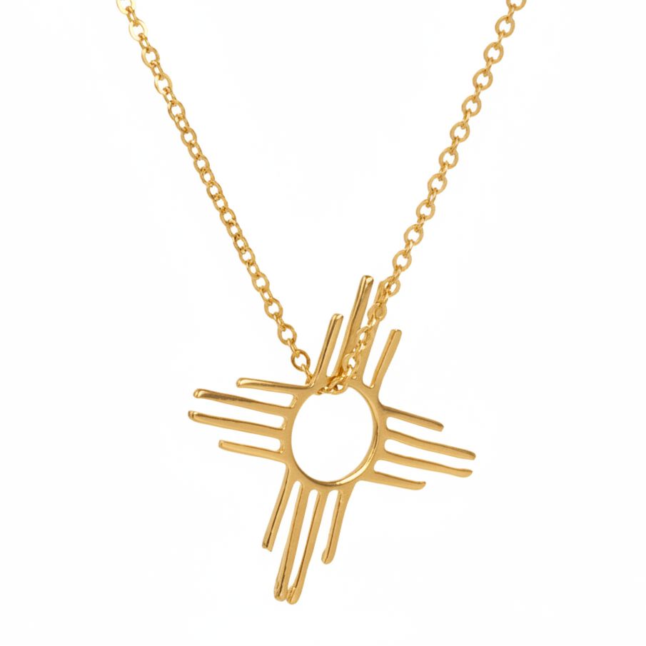 Gold Zia Sun Symbol Necklace