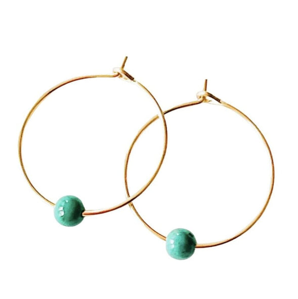 Gold & Turquoise Hoop Earrings