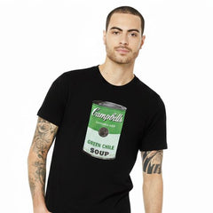 Campbells Green Chile Soup Black T-Shirt on male model