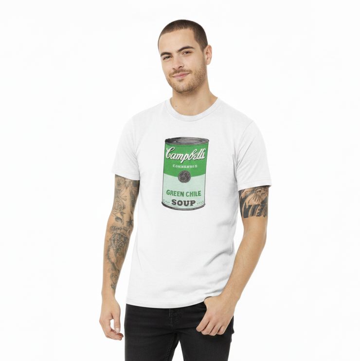 Campbell's Green Chile Soup White T-Shirt on male model