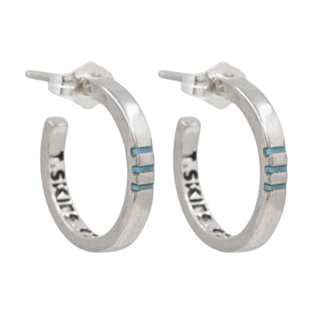 Turquoise & Sterling Silver Mini Hoop Earrings