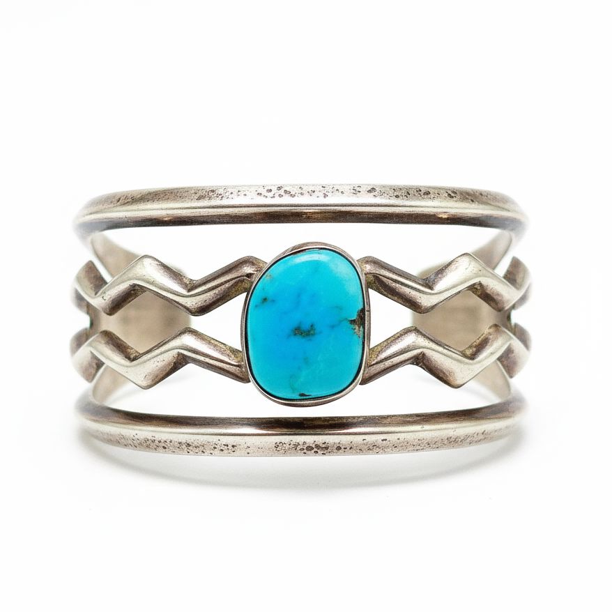 Kingman Turquoise Sandcast Cuff