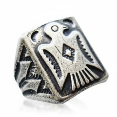 Mens Vintage Thunderbird Ring - Premium White Background