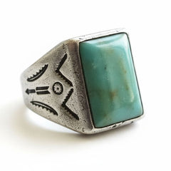 Mens Vintage Turquoise Ring RRL Style
