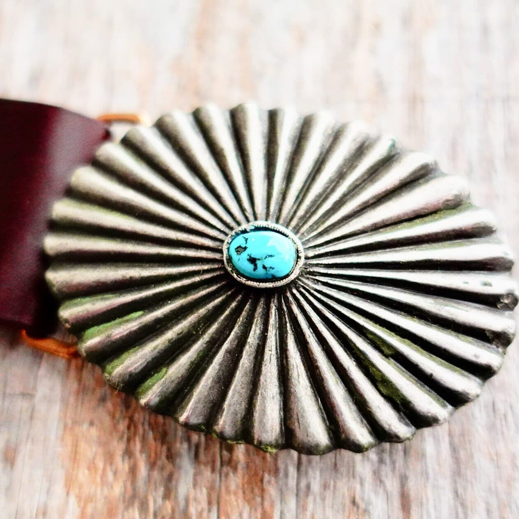 Oval Sandcast Buckle with Morenci Turquoise