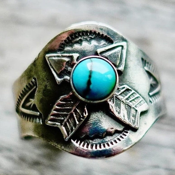 Crossed Arrows Turquoise Ring