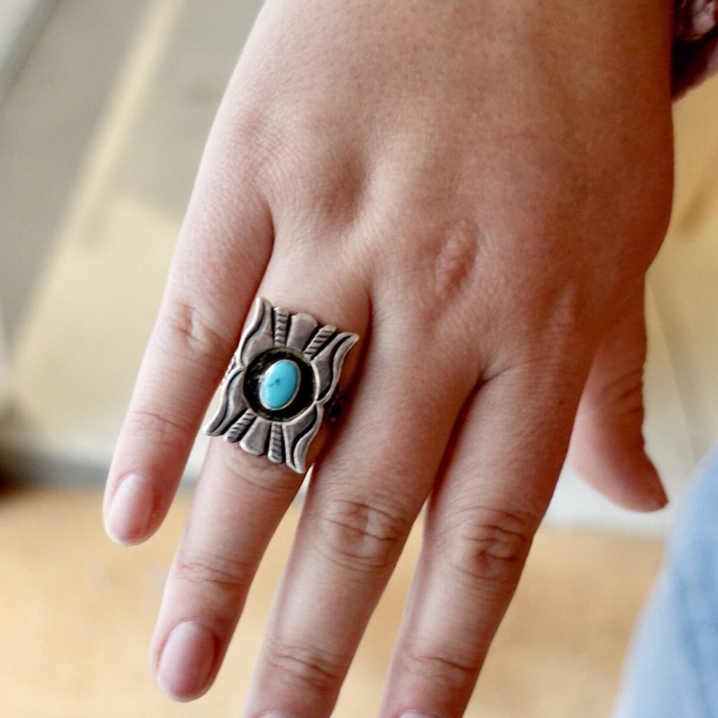 Vintage Turquoise Shield Ring