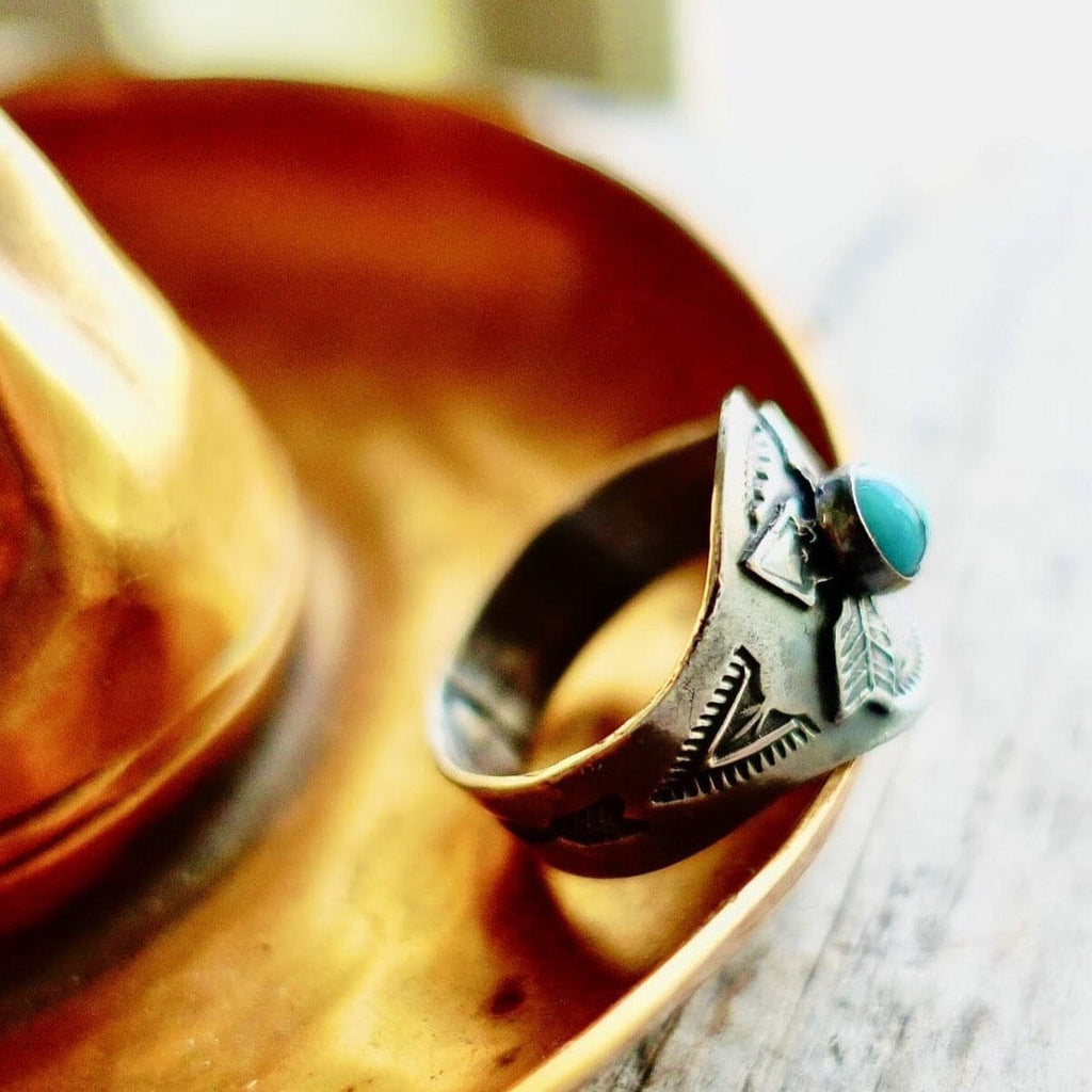 Crossed Arrows Turquoise Ring