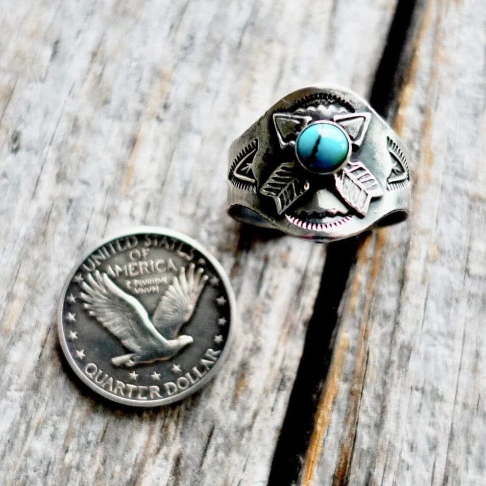 Crossed Arrows Turquoise Ring