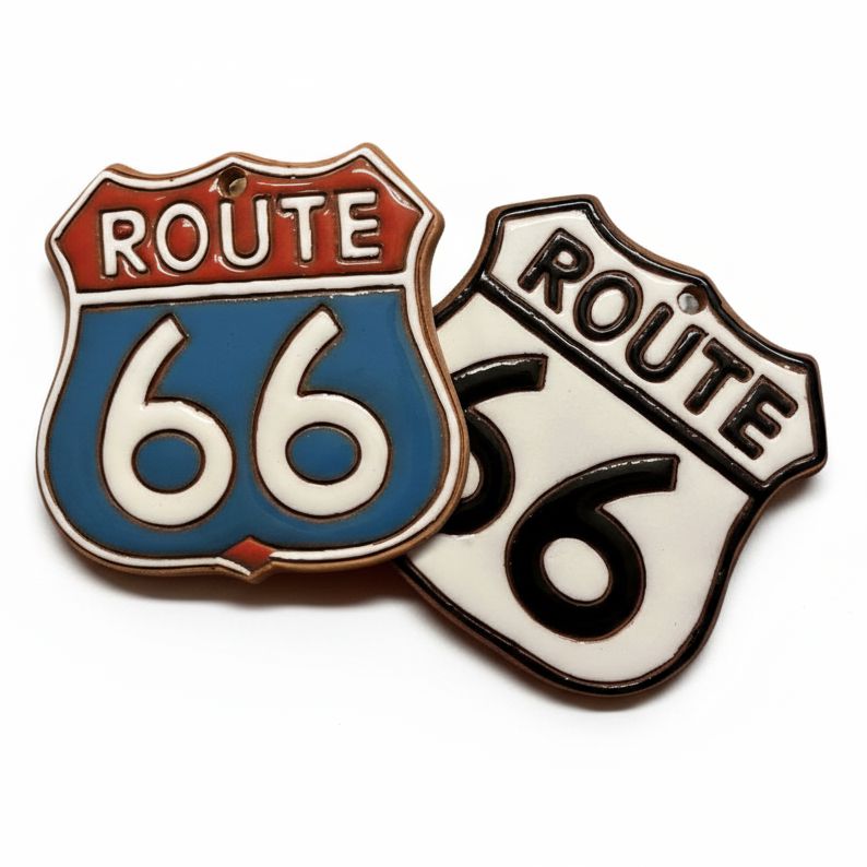 レジンアクセサリー　NO.66 Route 66 Sign Ceramic Holiday Ornament – Black Diamond Curio