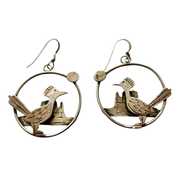 Vintage Roadrunner Earrings Sterling Silver