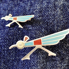 Vintage Turquoise Roadrunner Pin