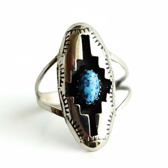 Shadow Box Turquoise Ring on White Background