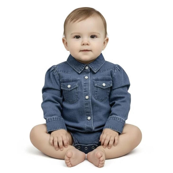 Denim Snap Button Baby One Piece