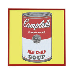 Red & Green Chile Soup Can Framed