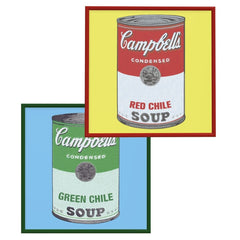 Red & Green Chile Soup Can Framed