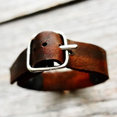 Sterling & Leather Thunderbird Cuff Bracelet