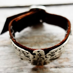 Sterling & Leather Thunderbird Cuff Bracelet