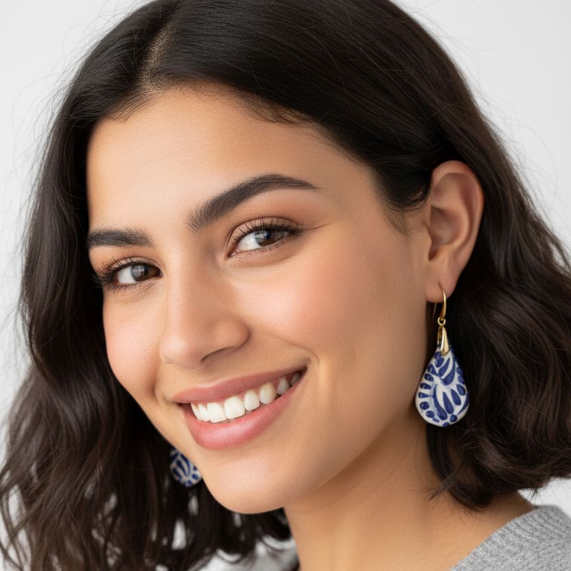 Teardrop Talavera Earrings Lifestyle Model