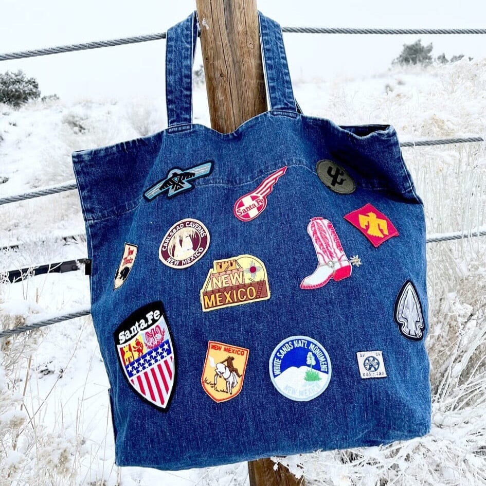New Mexico Vintage Patches Denim Tote