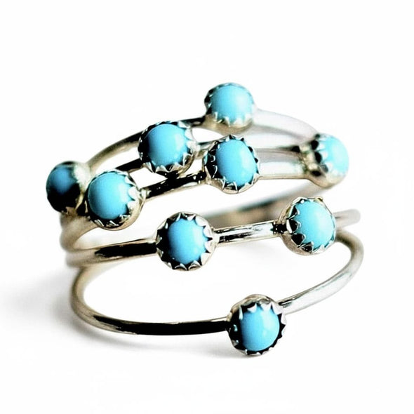 Turquoise Dots Stack Ring