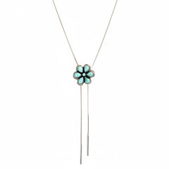 Turquoise Flower Snake Bolo Necklace